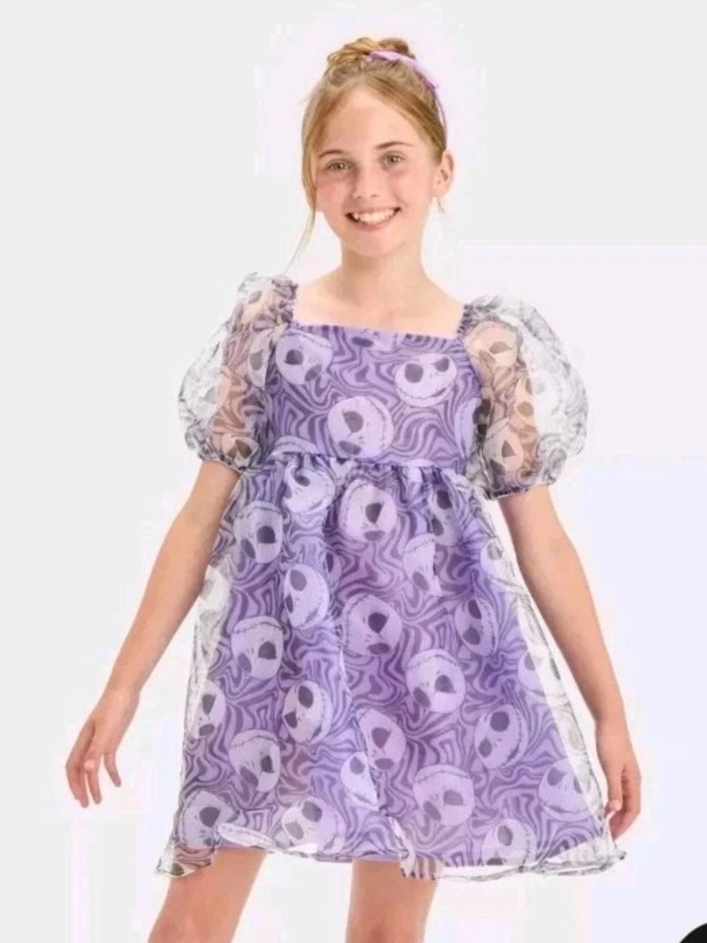 Disney Tim Burton’s Nightmare Before Christmas Puff-Sleeve Party Dress Size 8/M